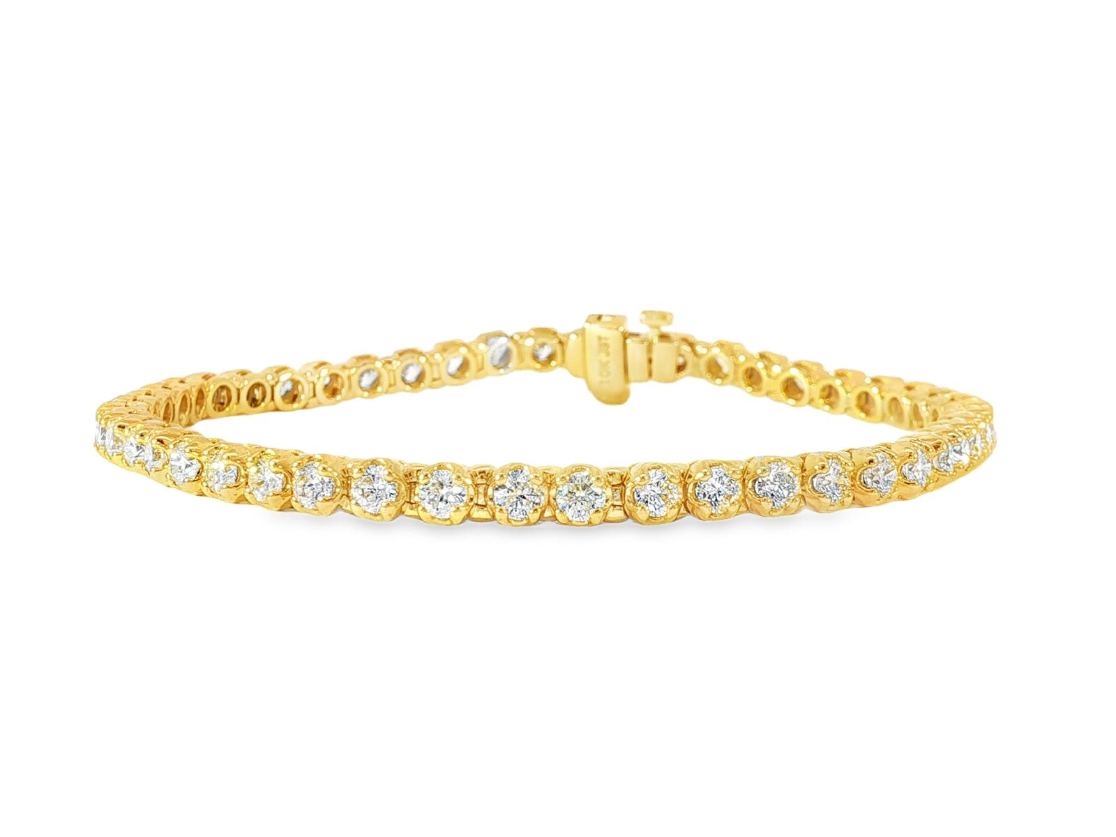 10k Gold Diamond Tennis Bracelet with Round - Cut Design 7ct - AVI THE JEWELER