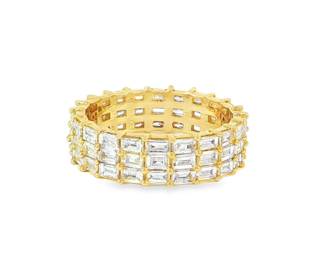 10K Gold Eternity Ring with Emerald Cut Diamonds 3.7ct - AVI THE JEWELER