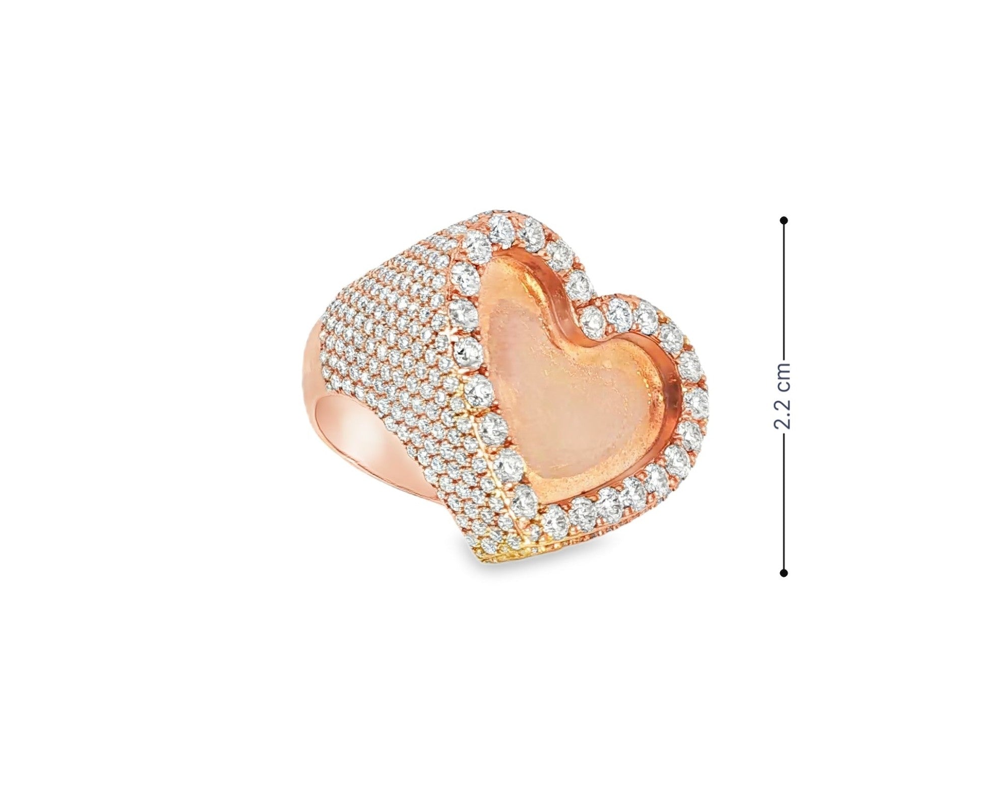 10k Gold Heart Memory Photo Ring with Round Diamonds 4.3 ct – view 9