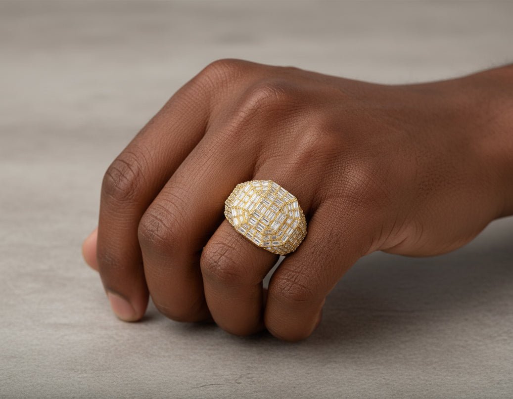 10k Gold Iced - Out Ring with Baguette Cut Diamonds 4.00ct - AVI THE JEWELER