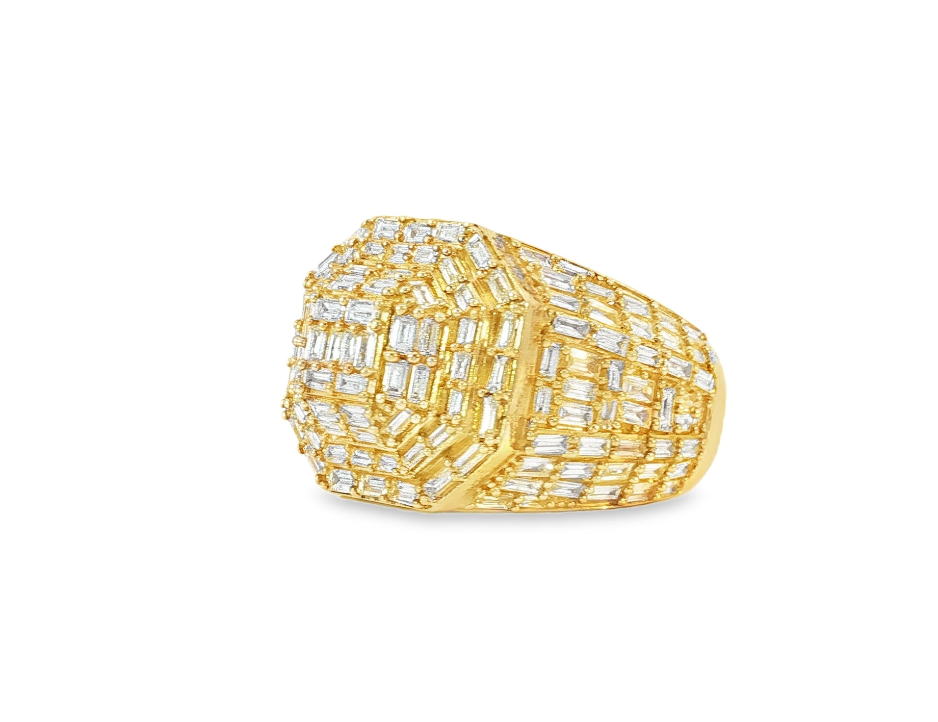 10k Gold Iced - Out Ring with Baguette Cut Diamonds 4.00ct - AVI THE JEWELER