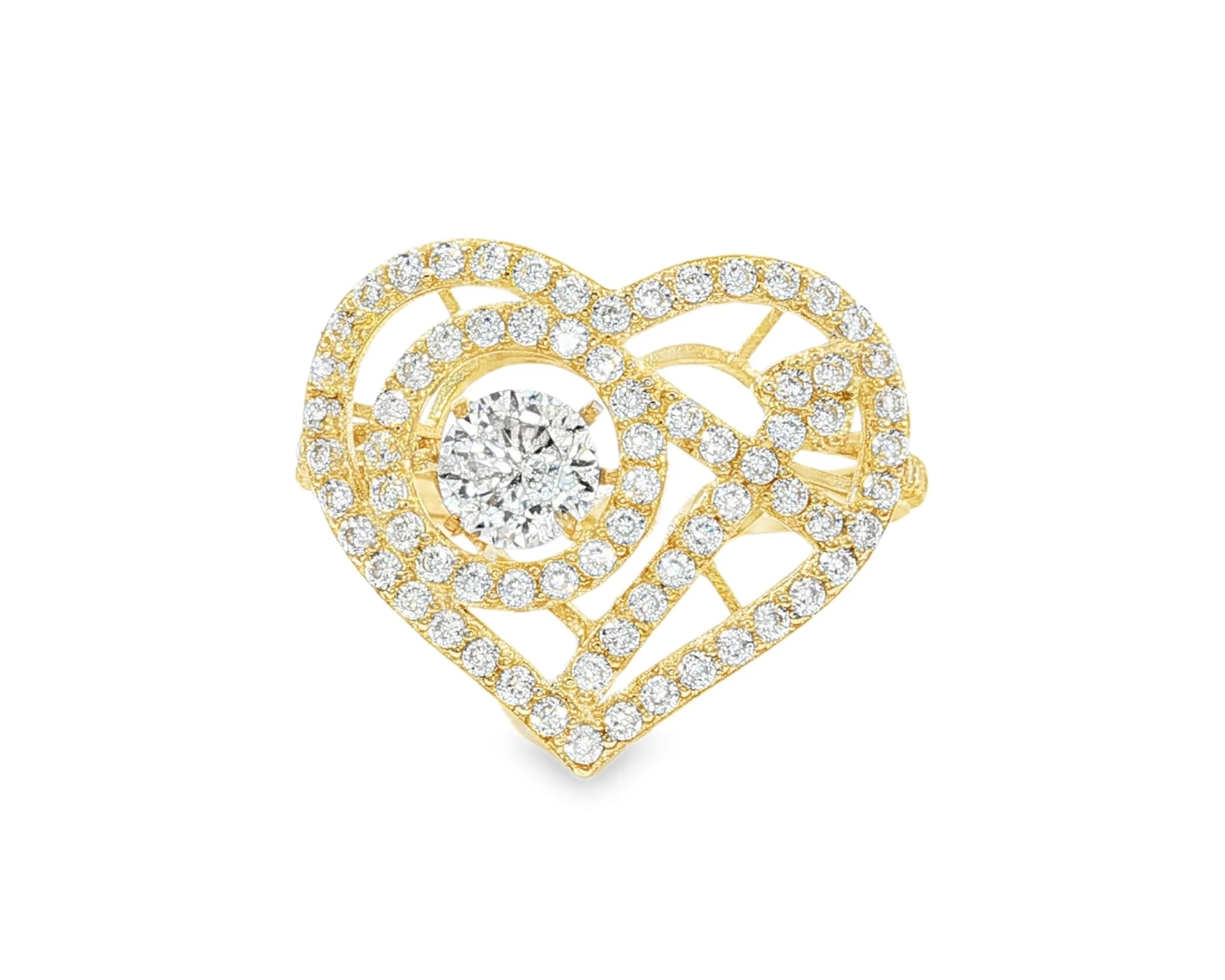 10K Gold Large Open Heart Halo Cubic Zirconia Ring – lifestyle 2849