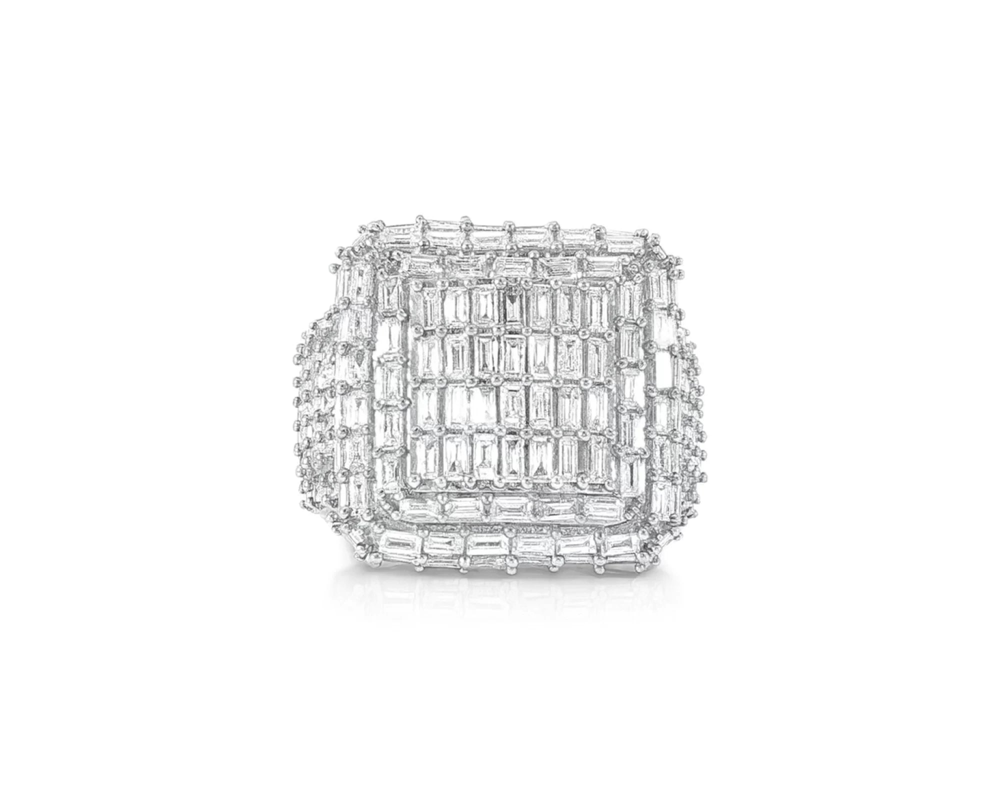 10k Gold Large Square Ring with Baguette and Round Diamonds 3.50ct – lifestyle 1225