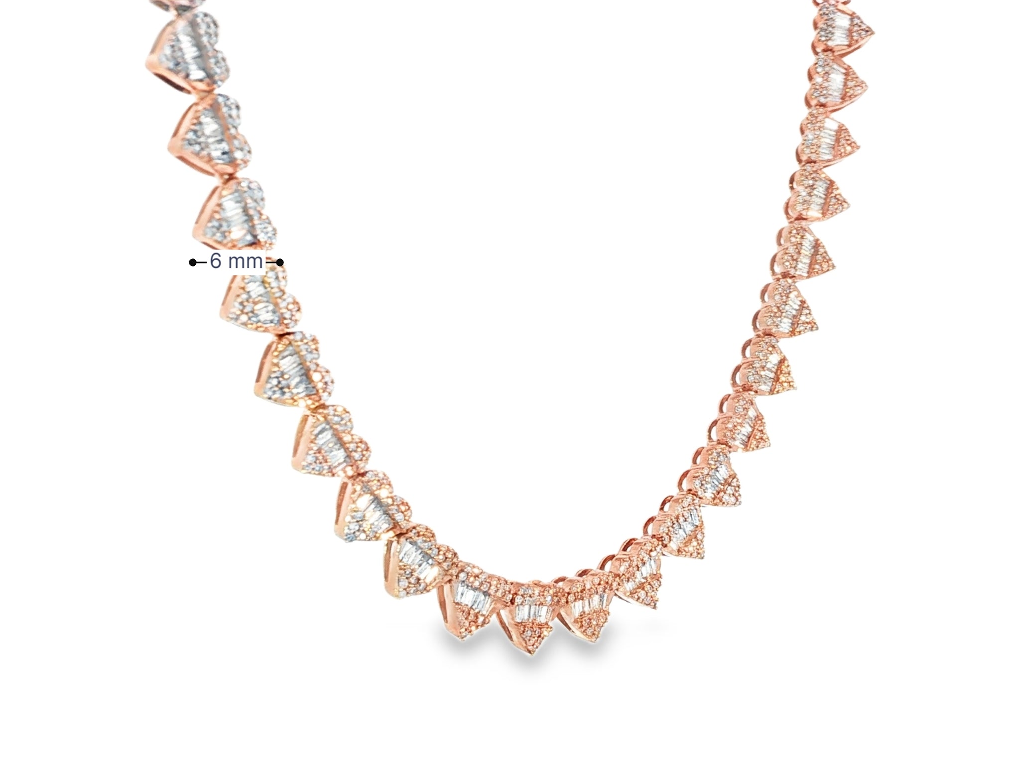 10k Gold Natural Diamond Heart & Baguette - Cut Necklace 4.5ct - AVI THE JEWELER