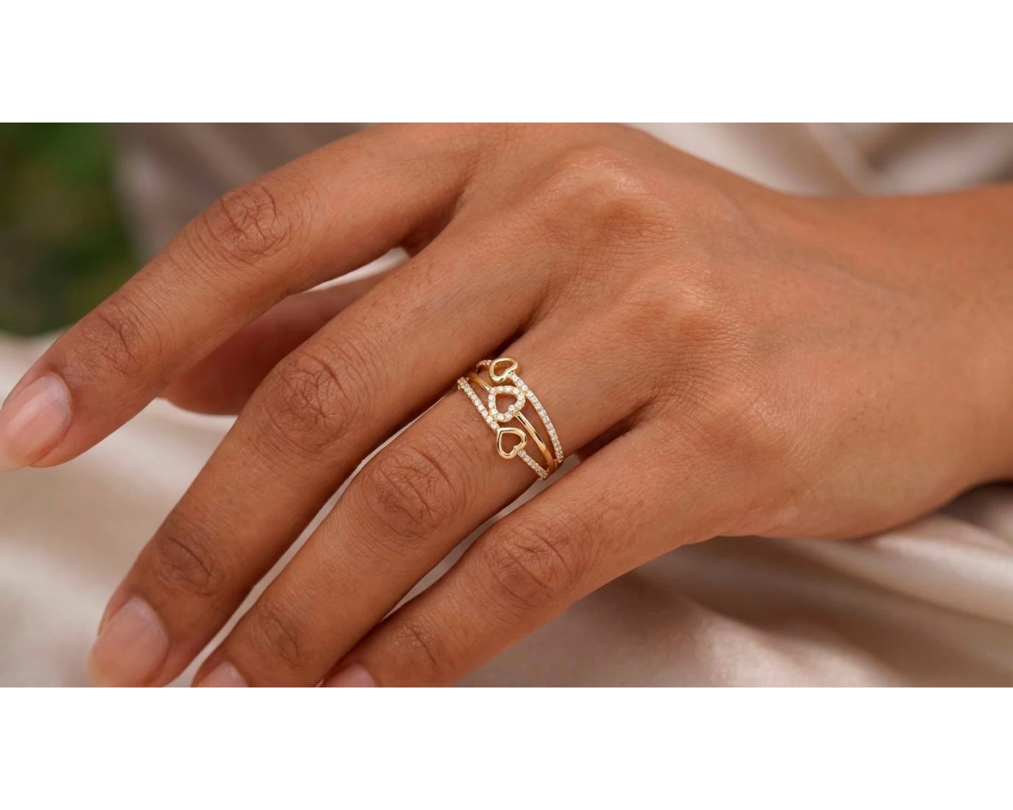 10K Gold Open Heart Wrap Cubic Zirconia Ring – view 2