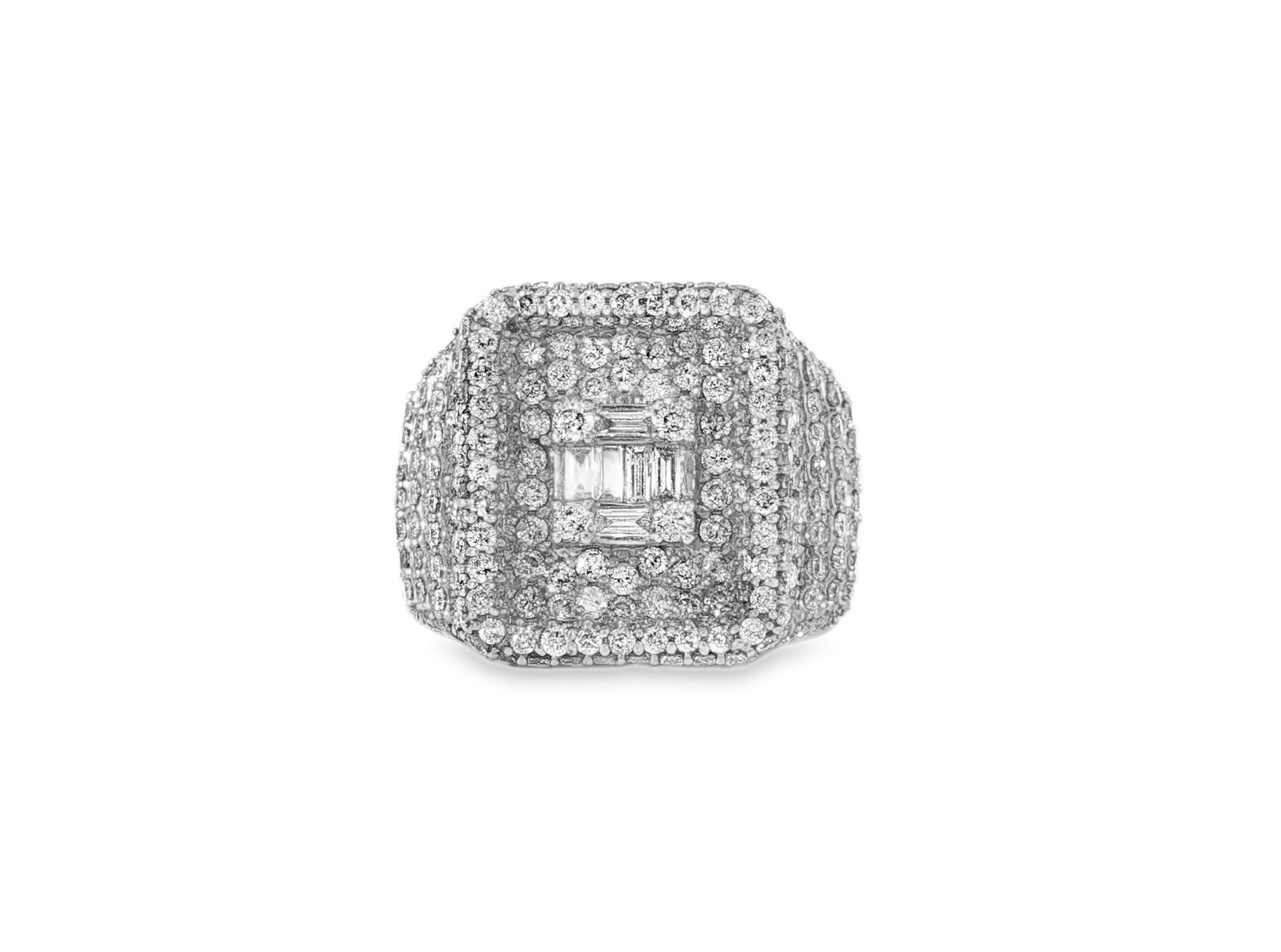 10k Gold Rectangle Frame Ring with Center Square Diamonds 2.68ct - AVI THE JEWELER