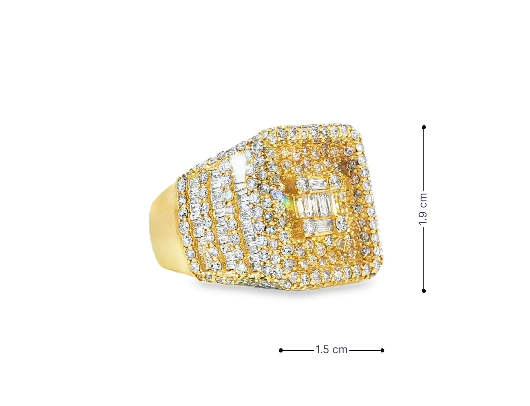 10k Gold Rectangle Frame Ring with Center Square Diamonds 2.68ct - AVI THE JEWELER