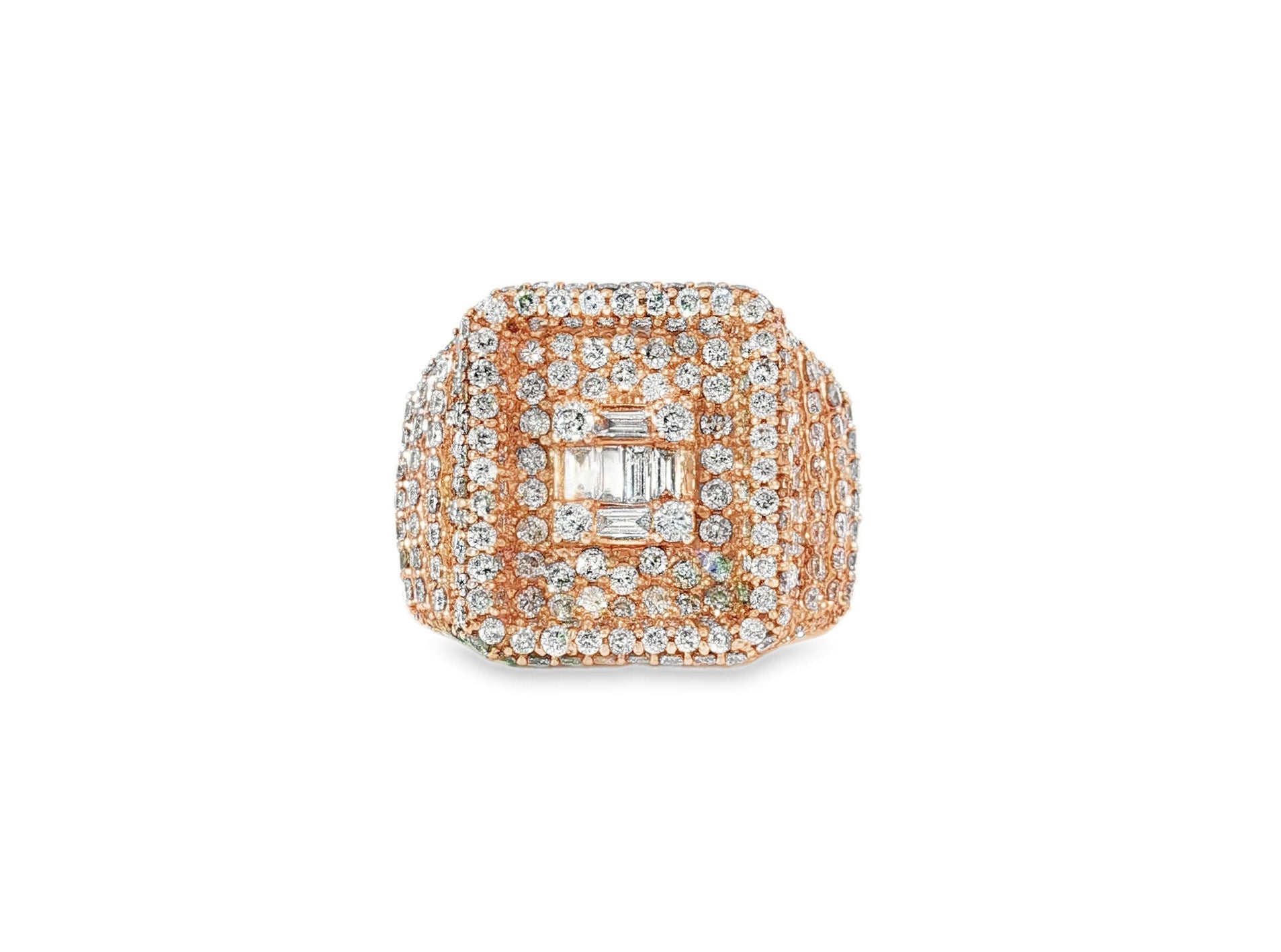 10k Gold Rectangle Frame Ring with Center Square Diamonds 2.68ct - AVI THE JEWELER
