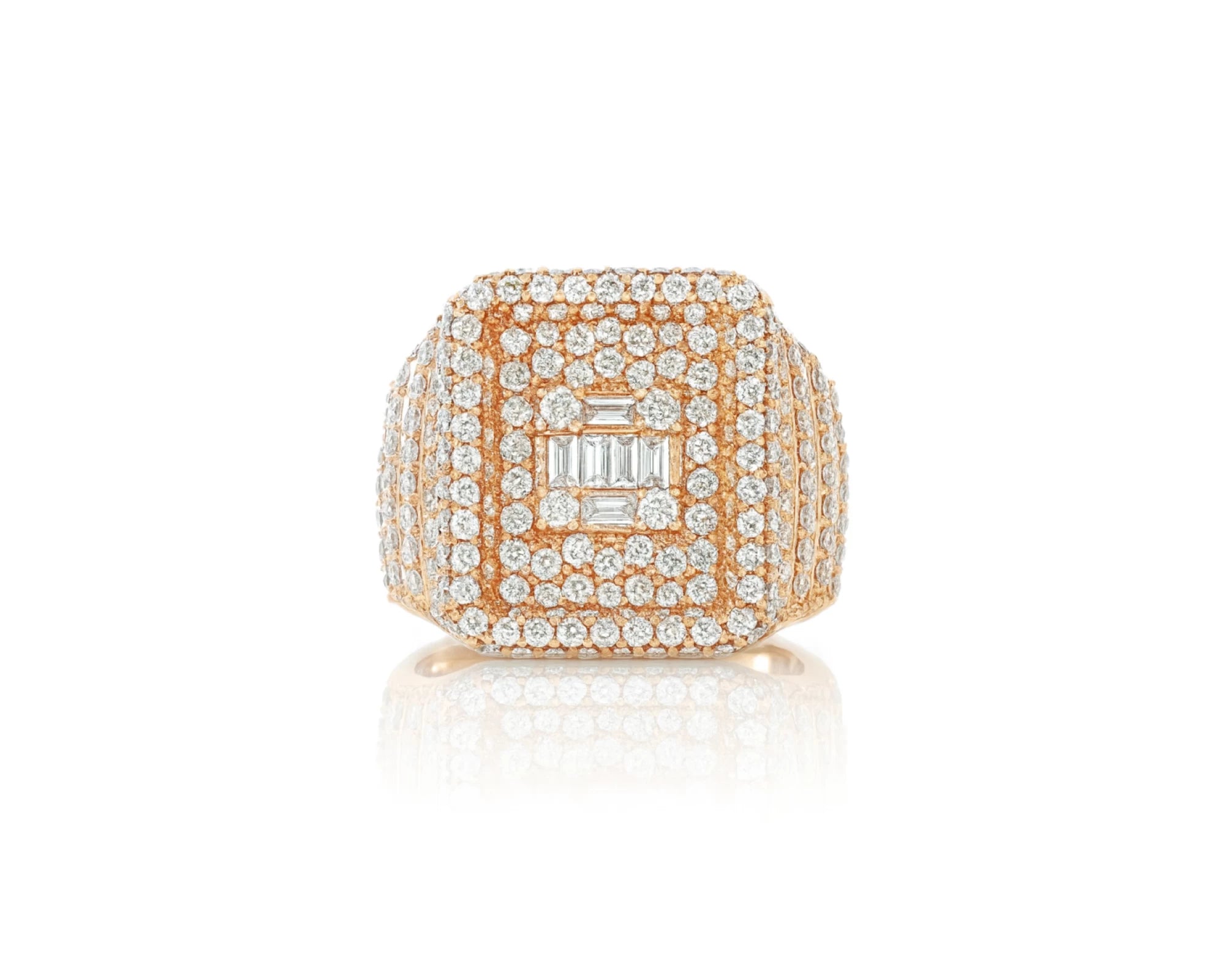 10k Gold Rectangle Frame Ring with Center Square Diamonds 2.68ct – lifestyle 1425