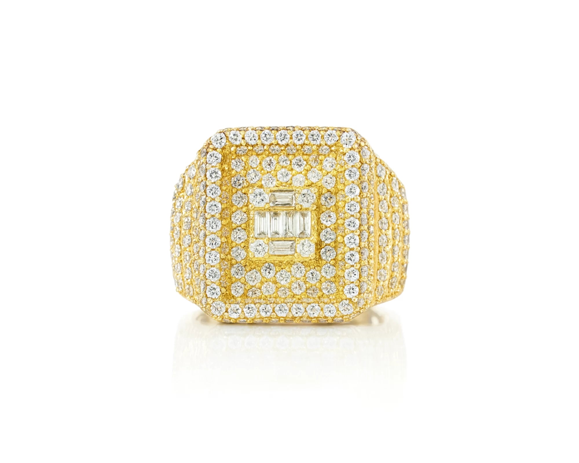 10k Gold Rectangle Frame Ring with Center Square Diamonds 2.68ct – lifestyle 380