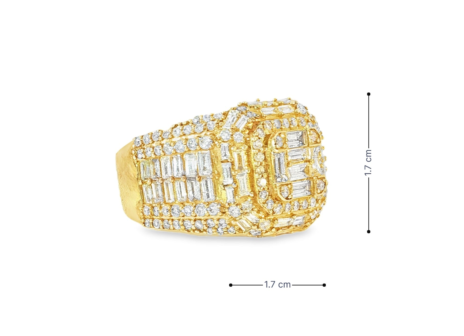 10k Gold Rectangular Cluster Ring with Baguette & Round Diamonds 3.50ct - AVI THE JEWELER