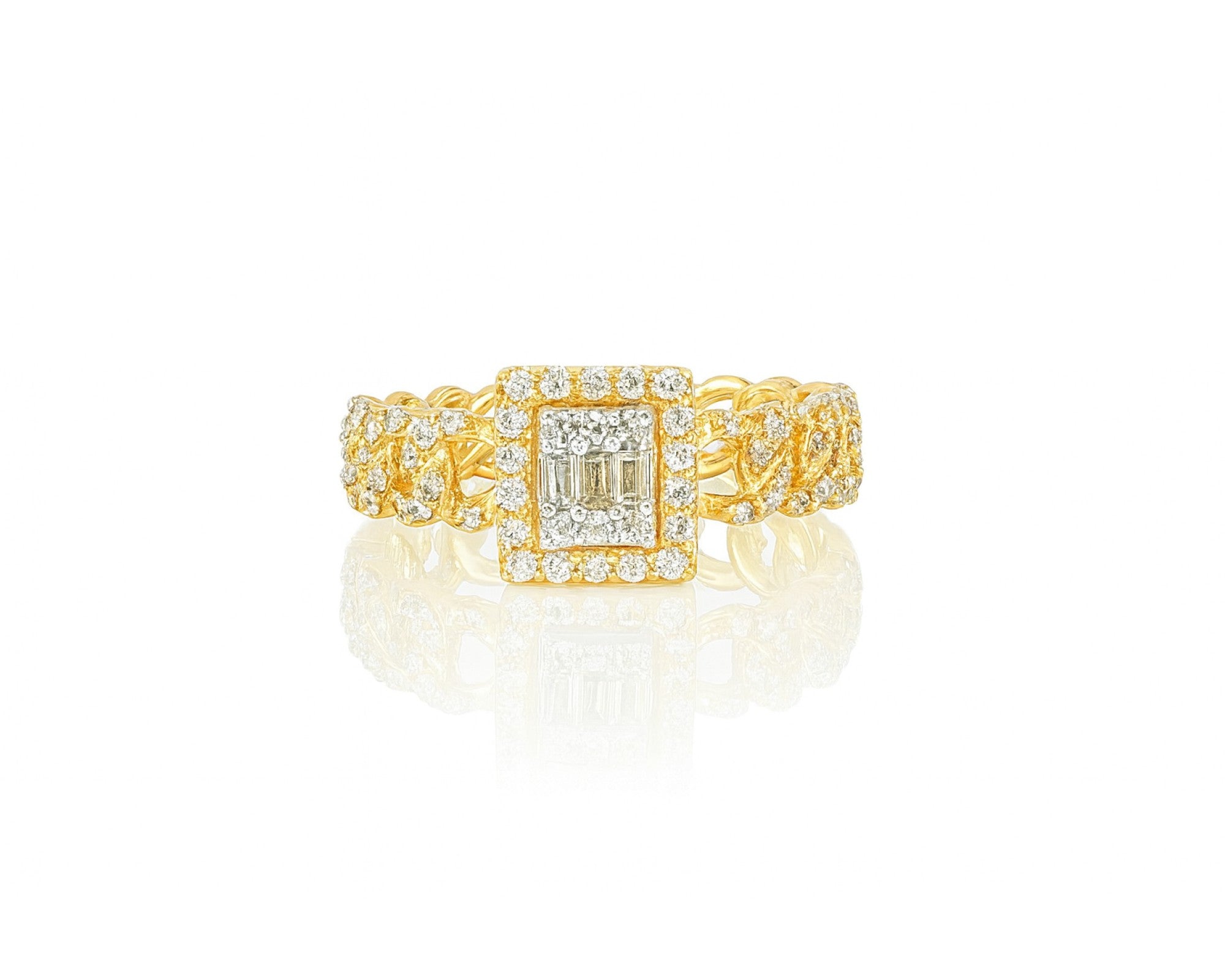 10k Gold Square-Halo Cuban-Link Diamonds Ring 0.55ct – lifestyle 471