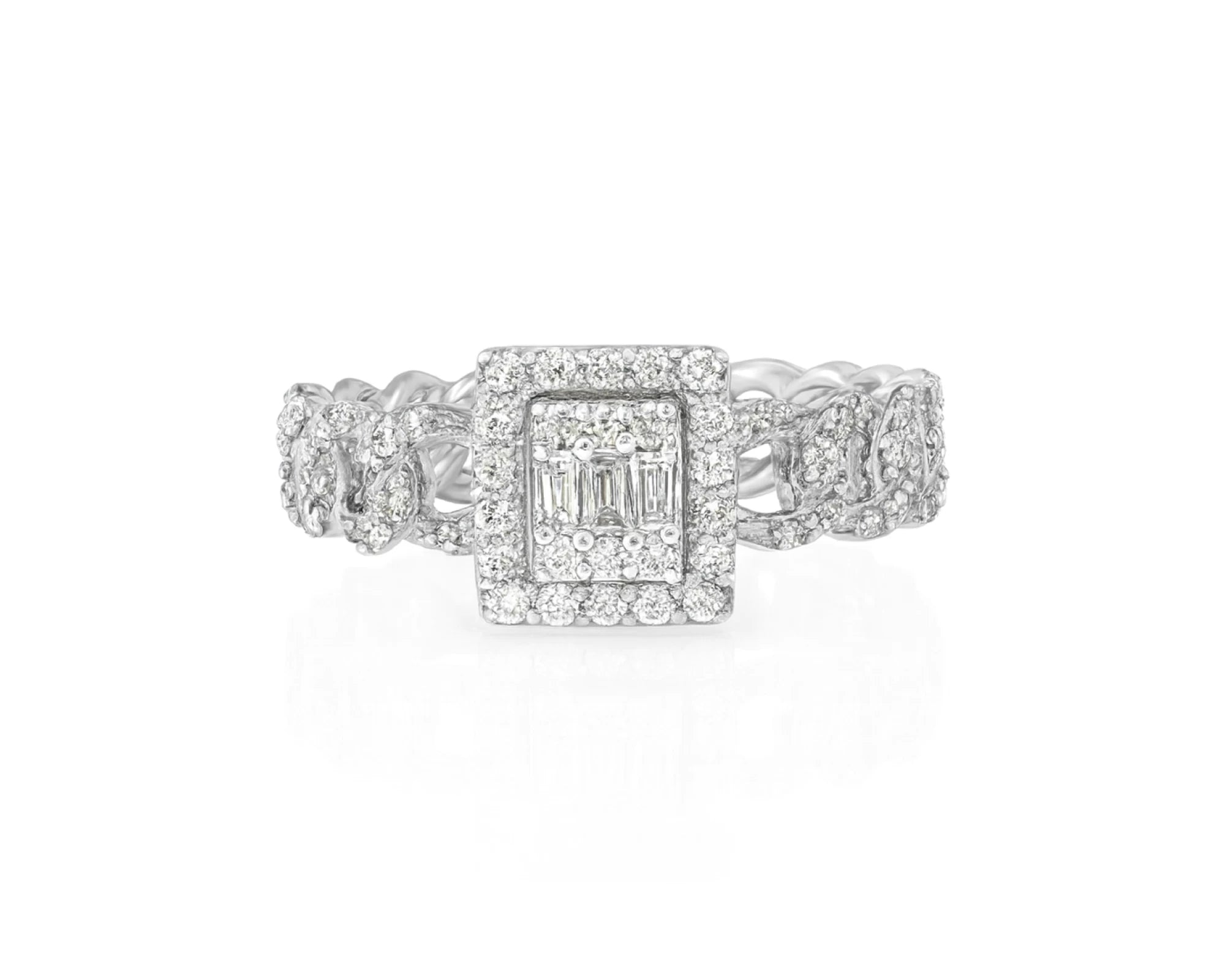 10k Gold Square-Halo Cuban-Link Diamonds Ring 0.55ct – lifestyle 475