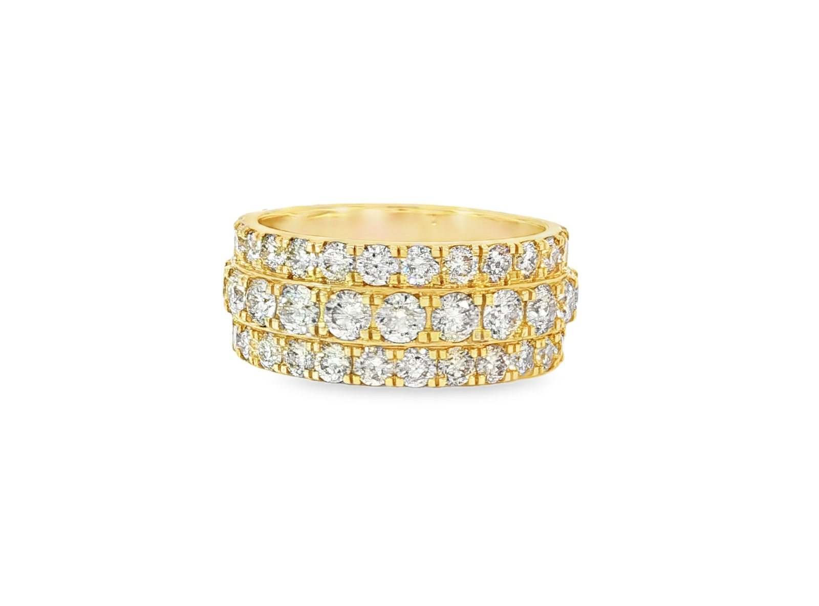 10k Gold Three - Row Diamond Ring with Graduated Round Cut 6.19ct - AVI THE JEWELER
