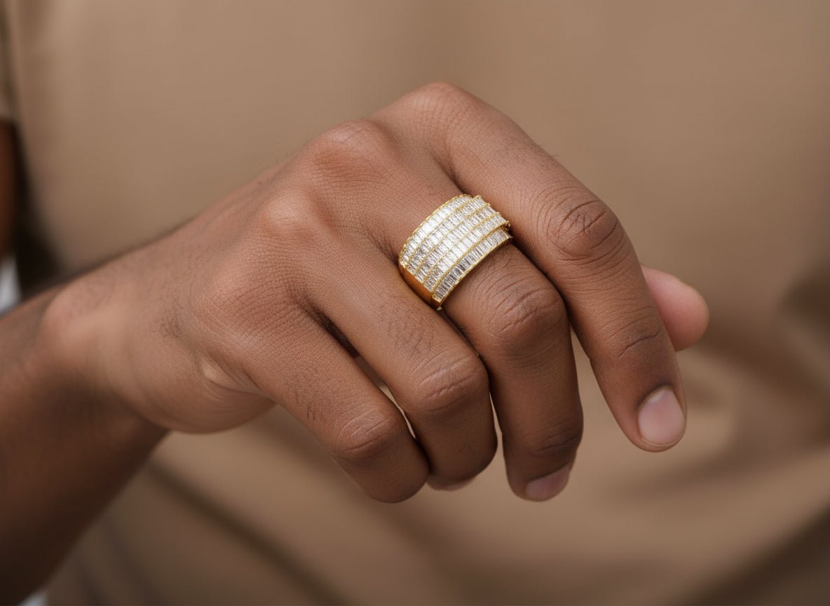 10K Gold Wide Baguette Diamond Ring with Clean Row Setting 3.00ct - AVI THE JEWELER