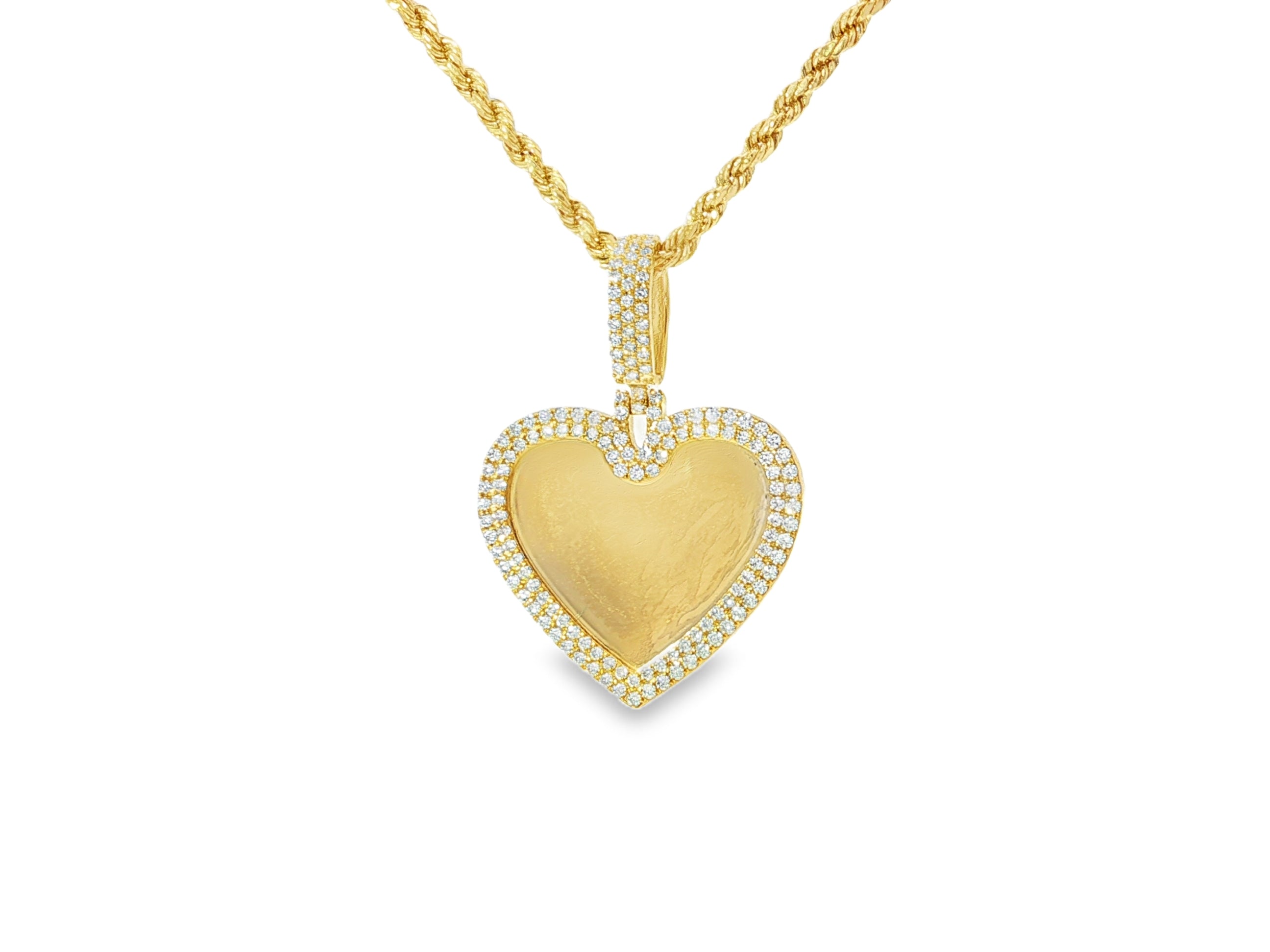 10k Heart Memory Charm Pendant with Round - Cut Halo Design 0.77ct - AVI THE JEWELER