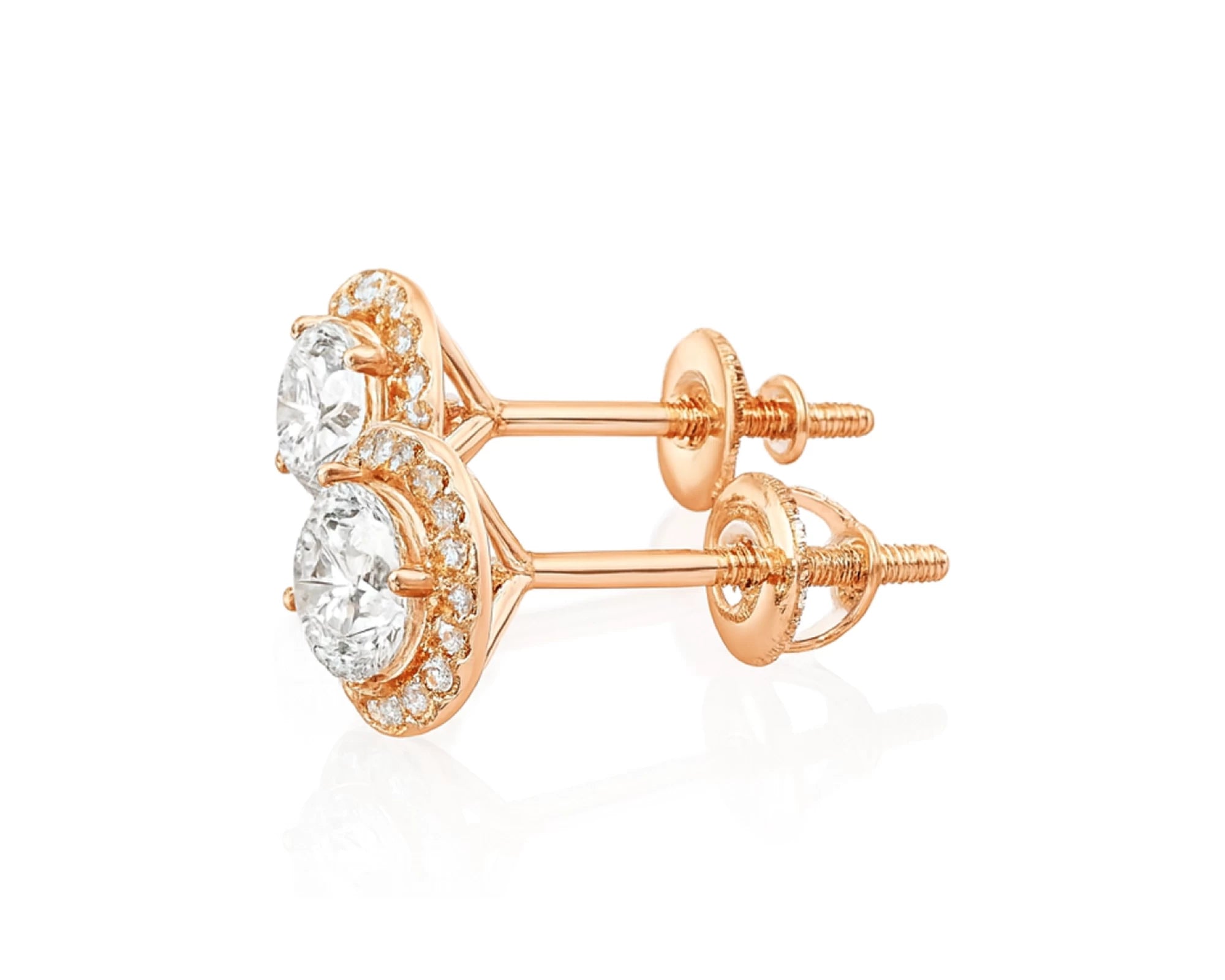 10k Round-Cut Diamond Premier Halo Cluster Stud Earrings 1.15ct – lifestyle 3634