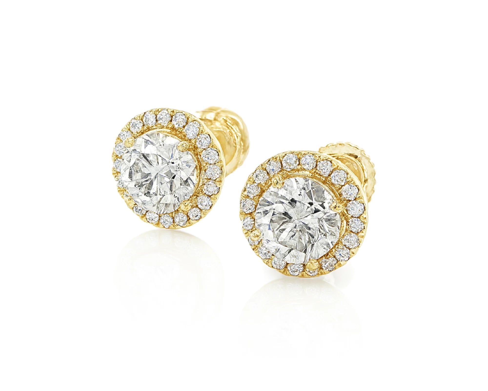 10k Round-Cut Diamond Premier Halo Cluster Stud Earrings 1.15ct – lifestyle 3635