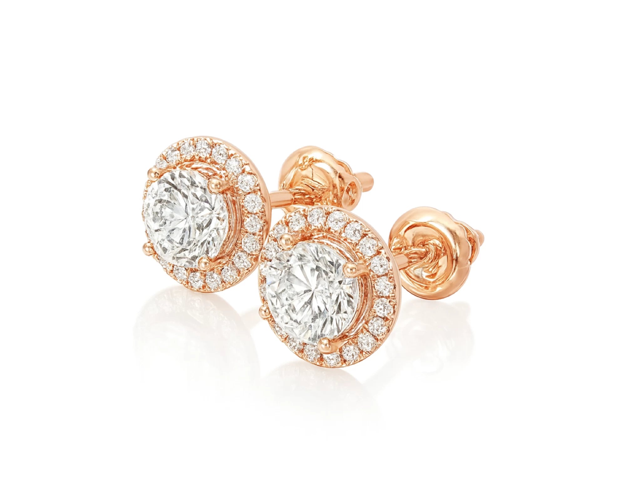 10k Round-Cut Diamond Premier Halo Cluster Stud Earrings 1.15ct – lifestyle 3637