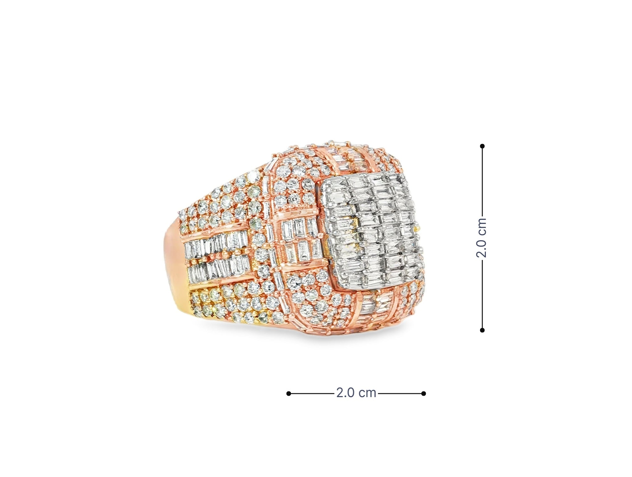 10k Two - Tone Gold Diamond Ring with Baguette & Round Cut 3.90ct - AVI THE JEWELER