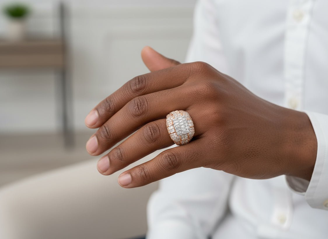 10k Two - Tone Gold Diamond Ring with Baguette & Round Cut 3.90ct - AVI THE JEWELER