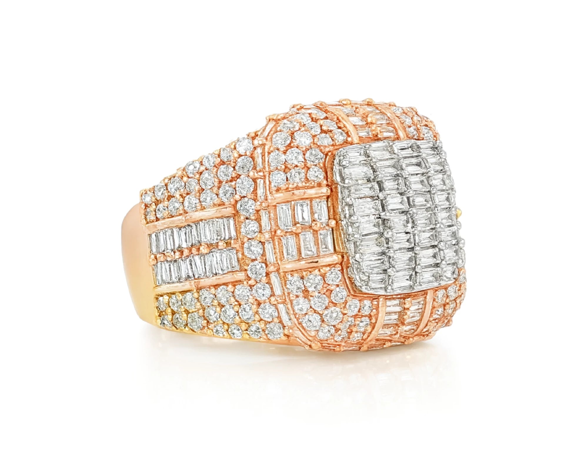 10k Two-Tone Gold Diamond Ring with Baguette & Round Cut 3.90ct – lifestyle 358