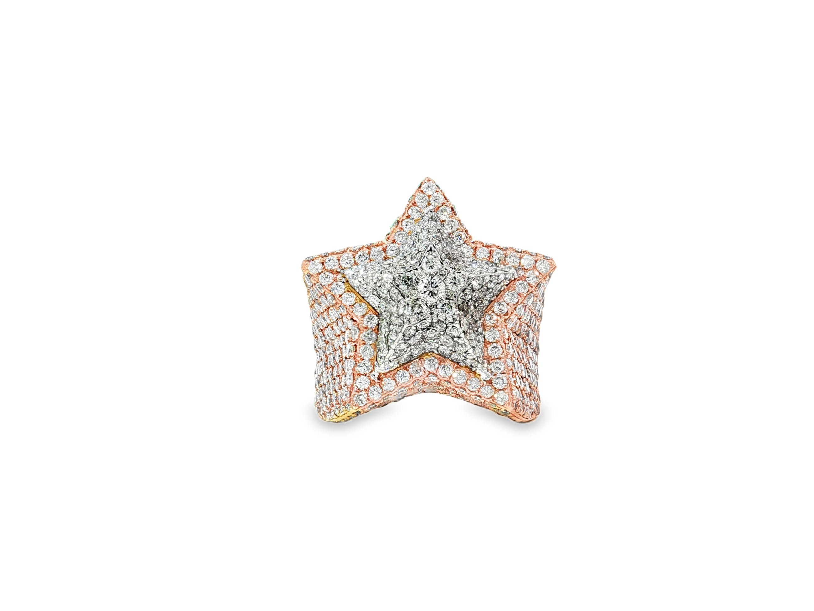 10k Two - Tone Gold Diamond Star Ring 3.15ct - AVI THE JEWELER