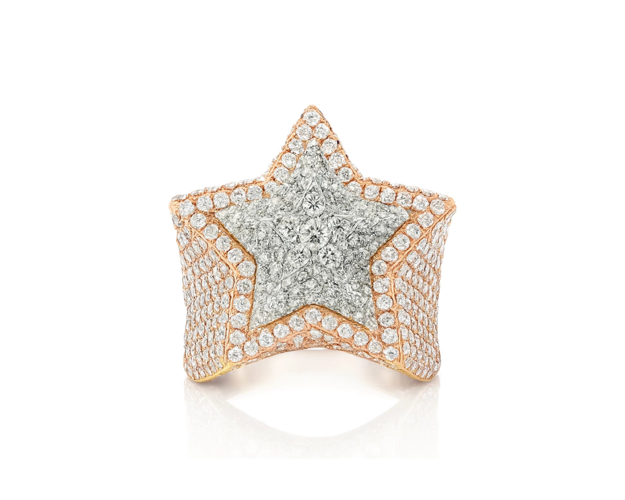 10k Two-Tone Gold Diamond Star Ring 3.15ct – lifestyle 1167