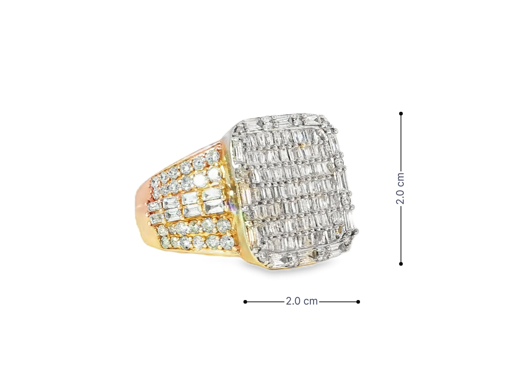 10k Two - Tone Gold Iced - Out Ring with Baguette and Round Diamonds 3.75ct - AVI THE JEWELER