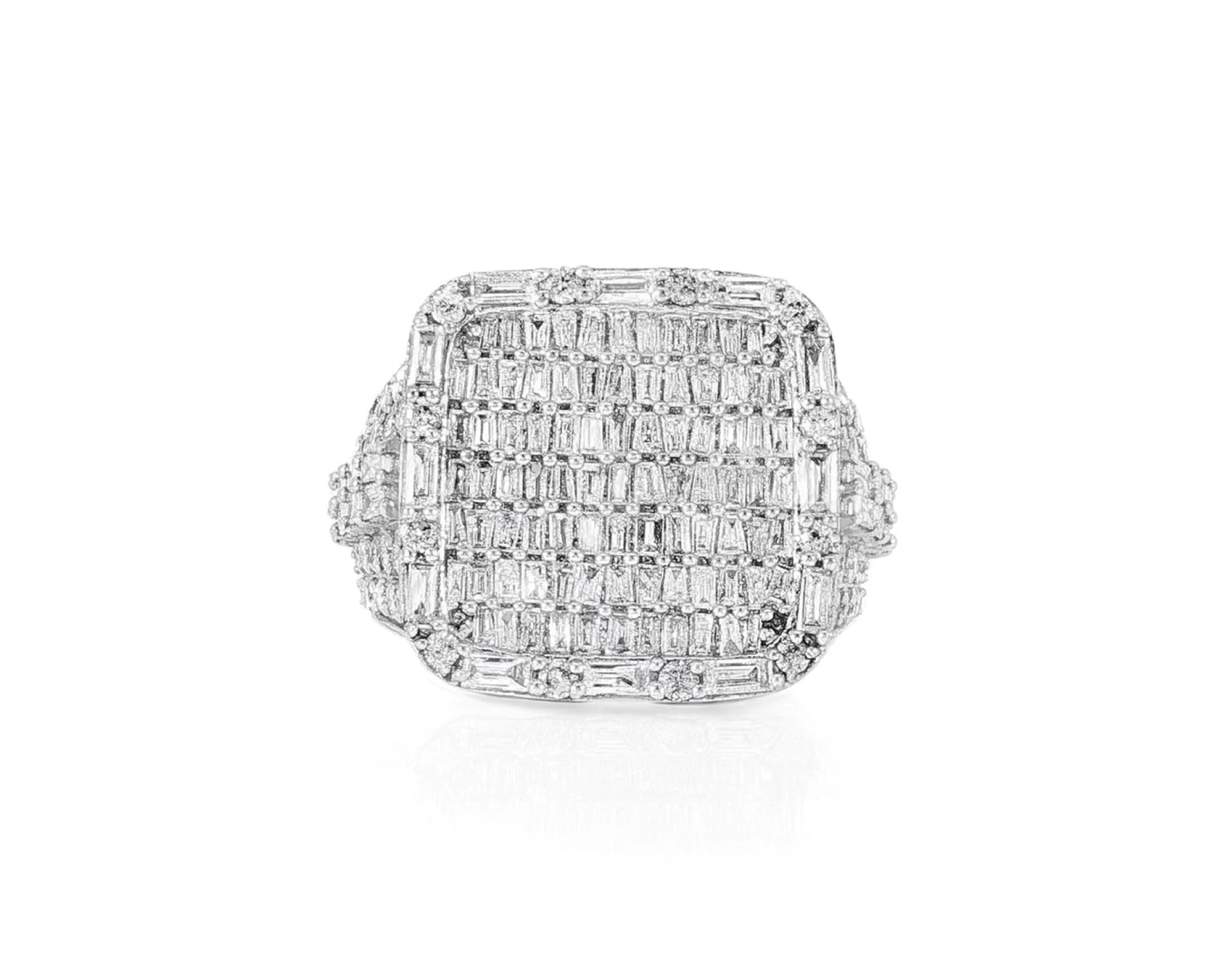 10k Two-Tone Gold Iced-Out Ring with Baguette and Round Diamonds 3.75ct – lifestyle 1220