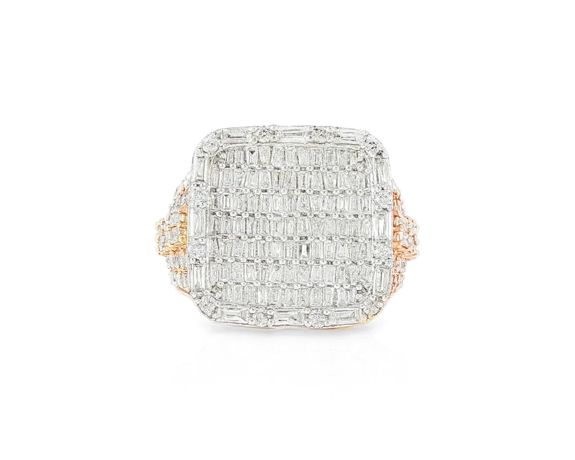 10k Two-Tone Gold Iced-Out Ring with Baguette and Round Diamonds 3.75ct – lifestyle 1422