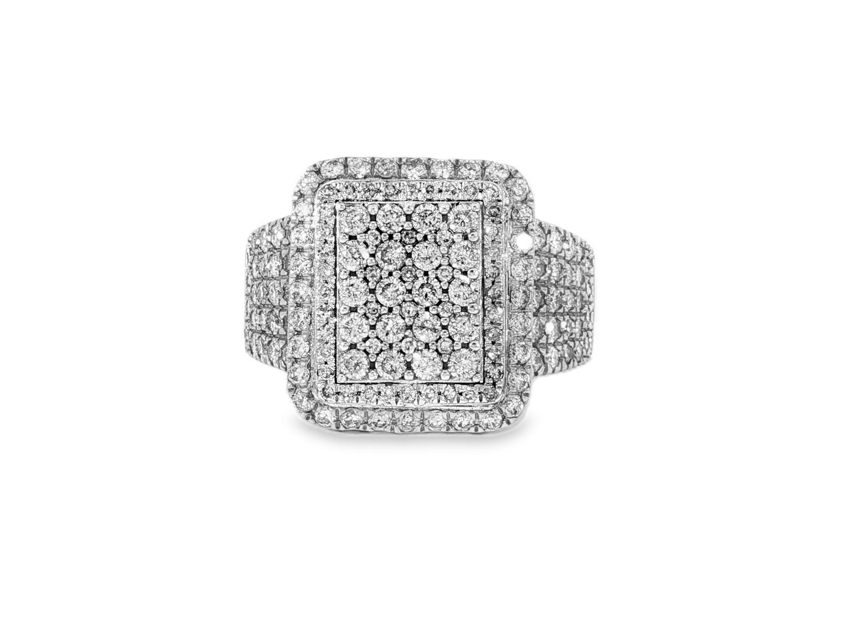 10K Two - Tone Gold Rectangle Diamond Ring for Men with Round Cut 2.95ct - AVI THE JEWELER