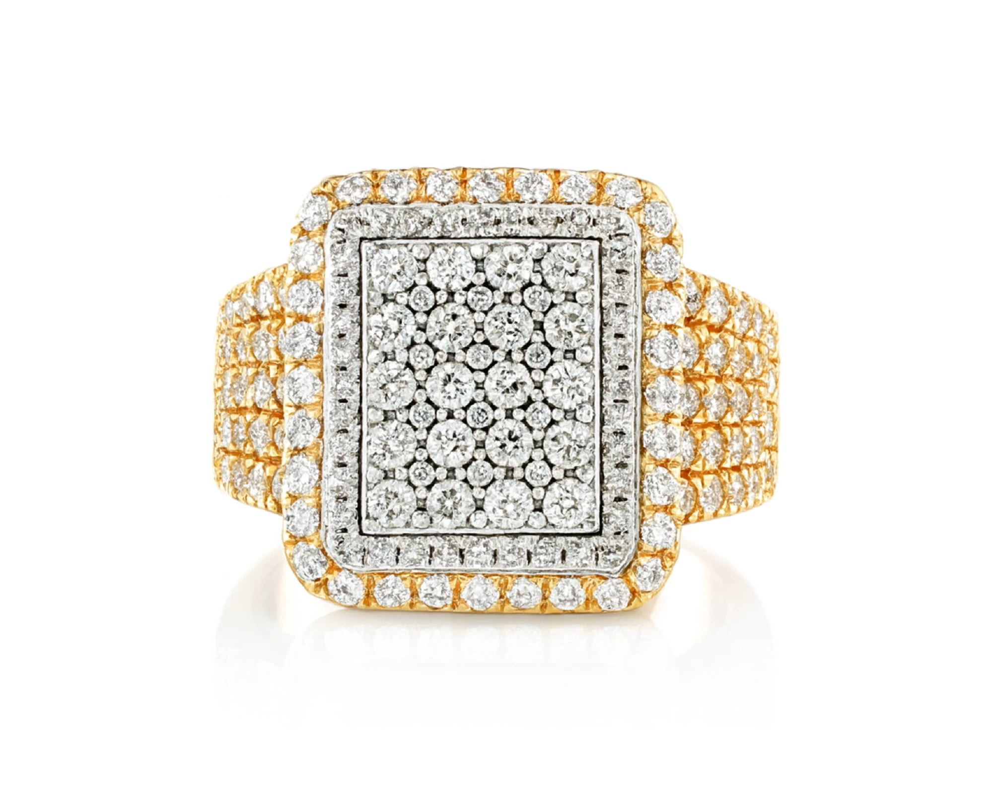 10K Two-Tone Gold Rectangle Diamond Ring for Men with Round Cut 2.95ct – lifestyle 1098