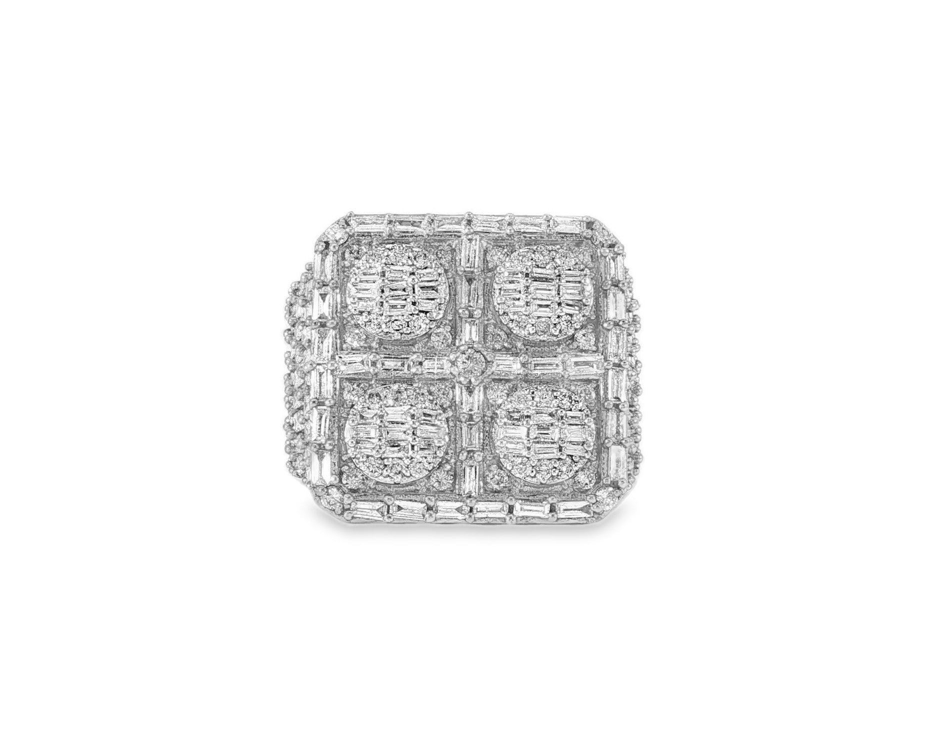 10k Two - Tone Gold Ring with Four Circle Diamond Clusters 2.50ct - AVI THE JEWELER