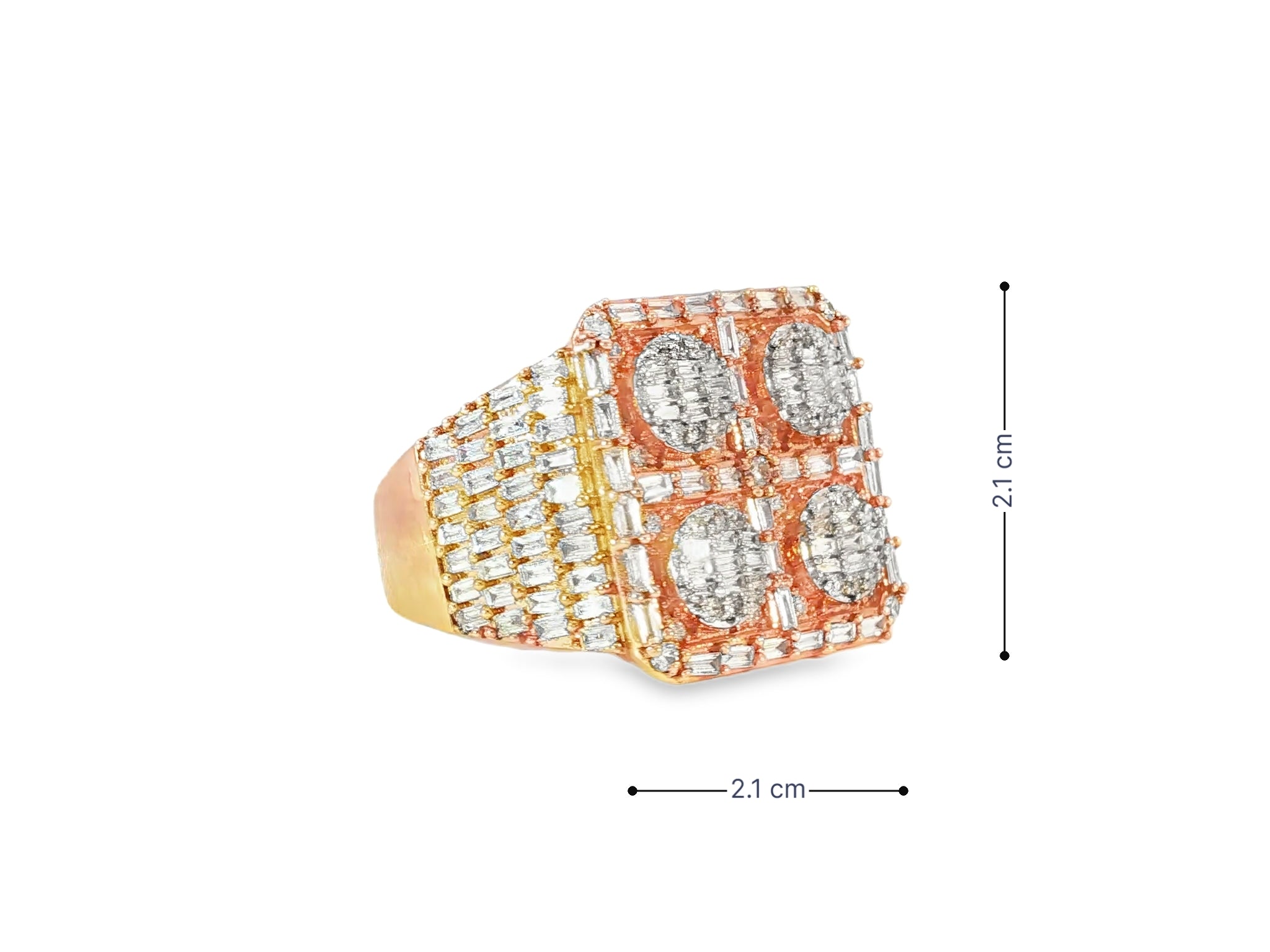 10k Two - Tone Gold Ring with Four Circle Diamond Clusters 2.50ct - AVI THE JEWELER