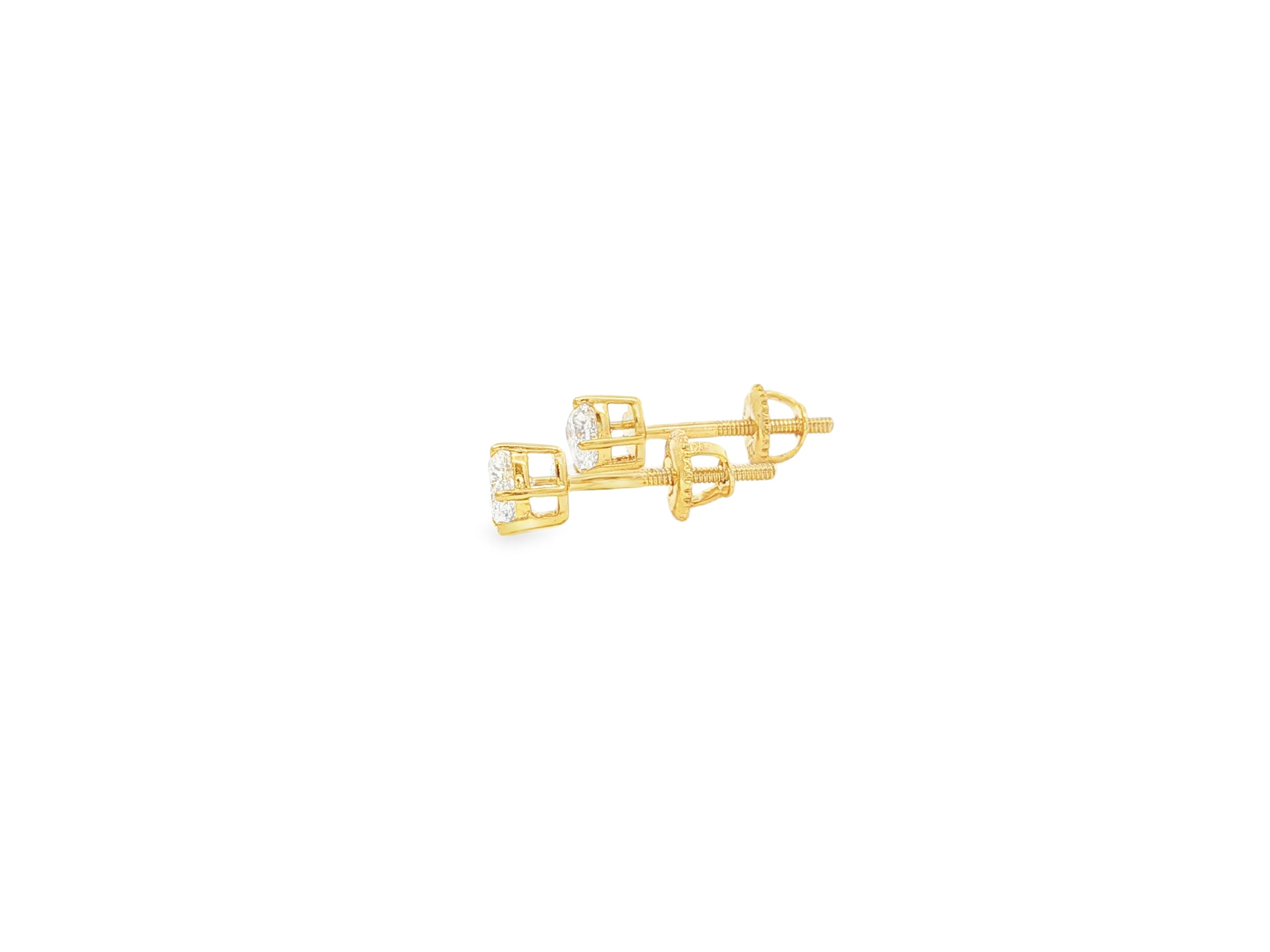 10k Gold Diamond Heart-Shaped Stud Earrings 0.50 CT