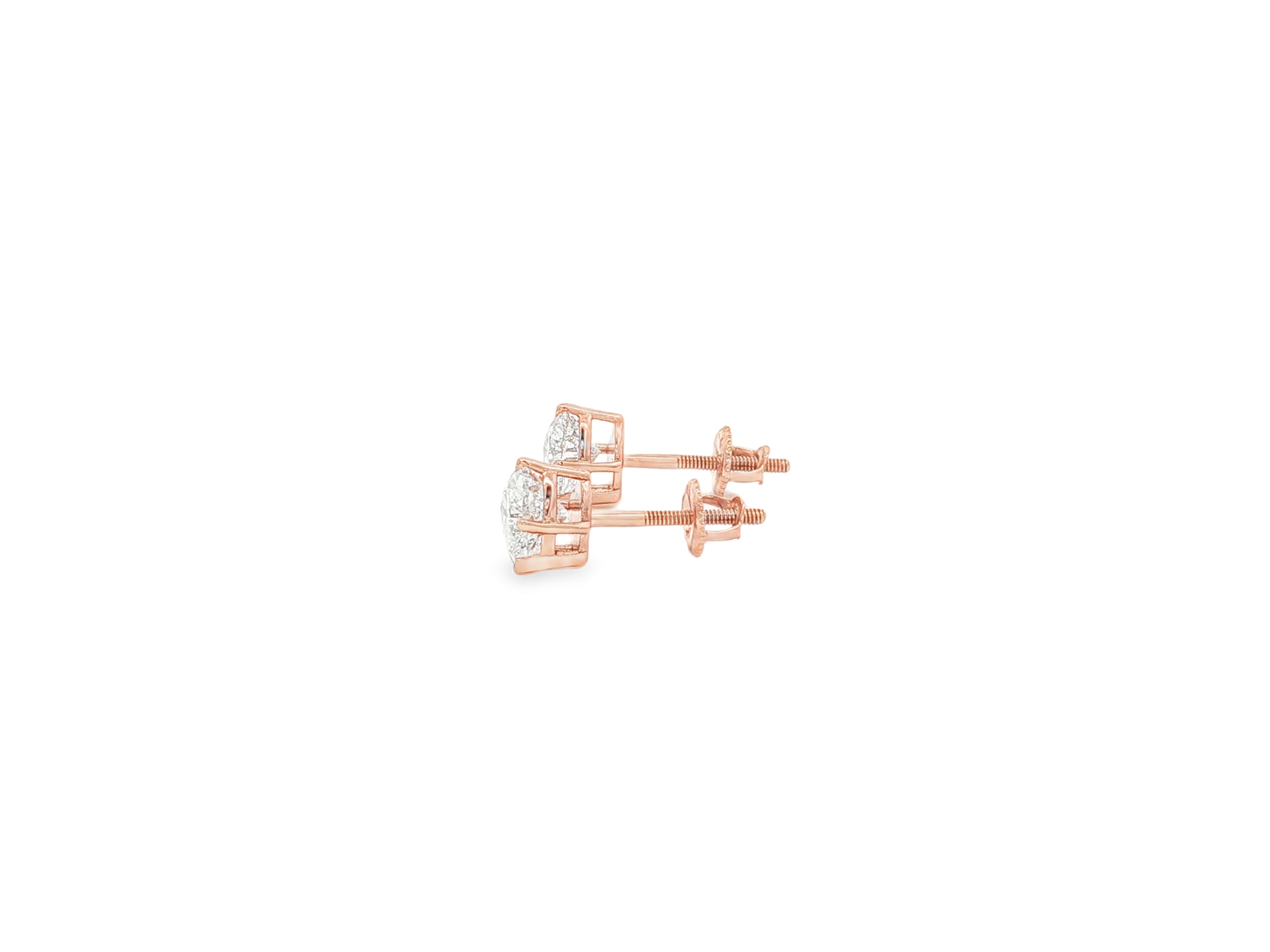10k Gold Diamond Heart-Shaped Stud Earrings 1.50ct