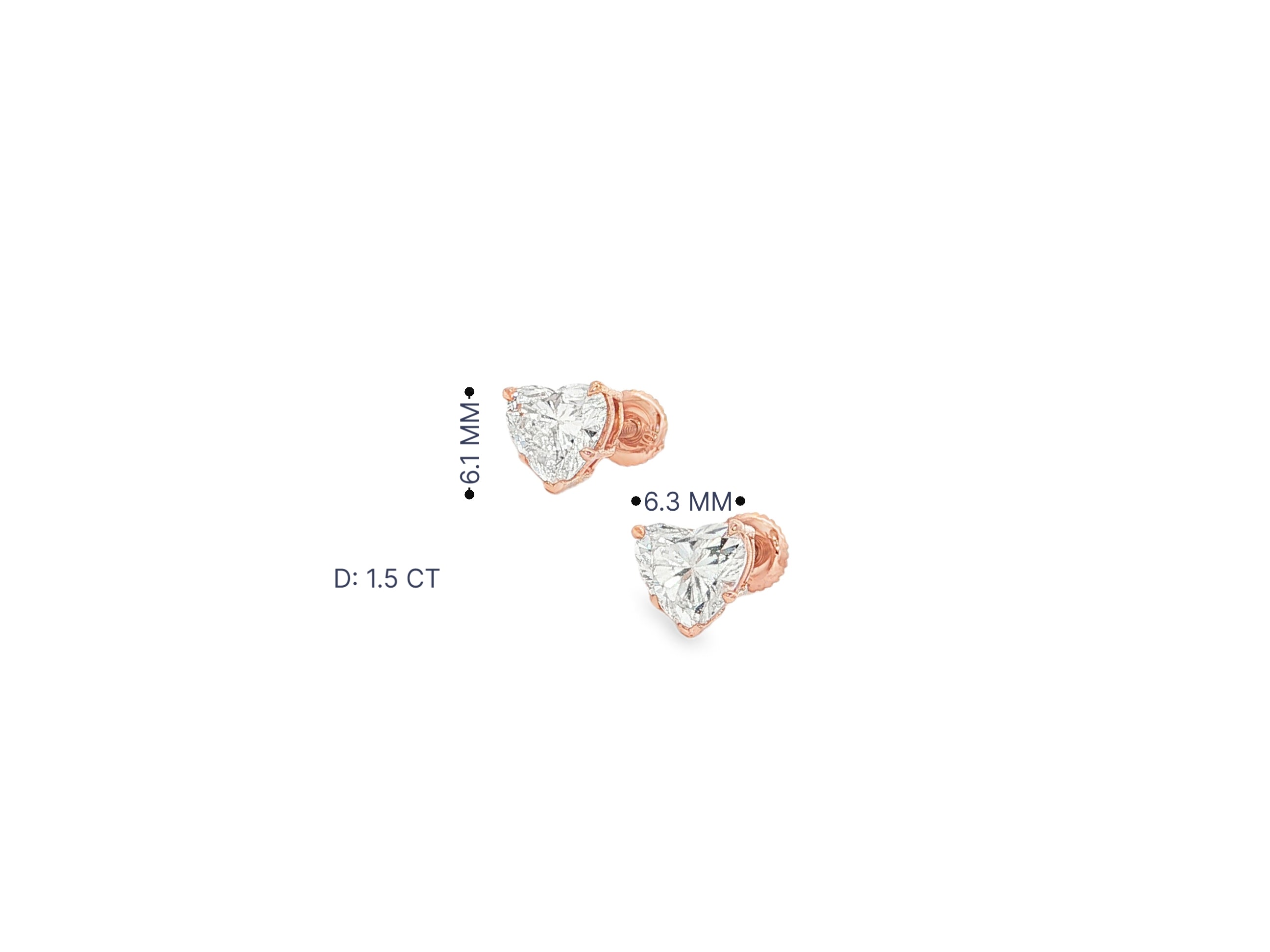 10k Gold Diamond Heart-Shaped Stud Earrings 1.50ct