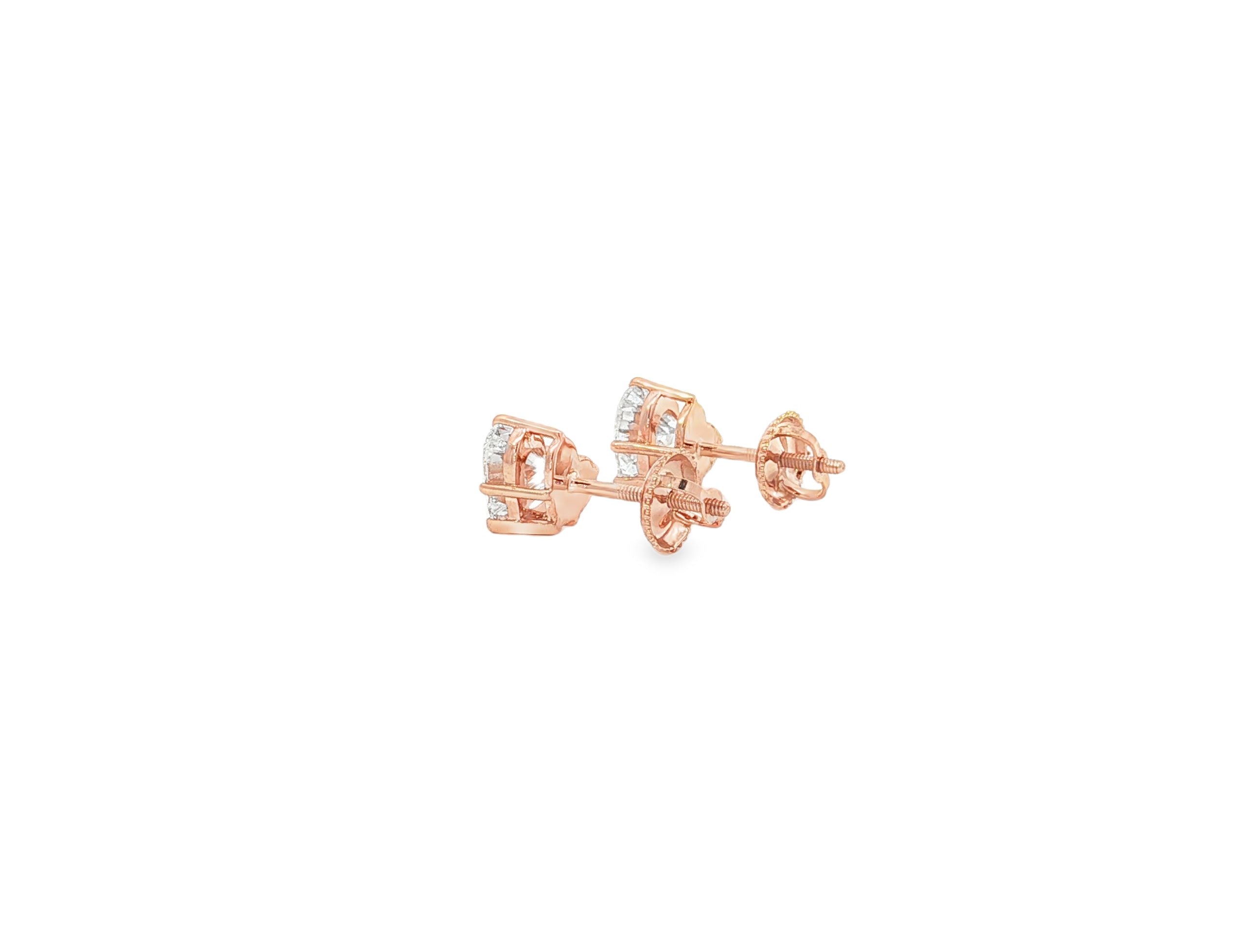 10k Gold Diamond Heart-Shaped Stud Earrings 2.0 CT