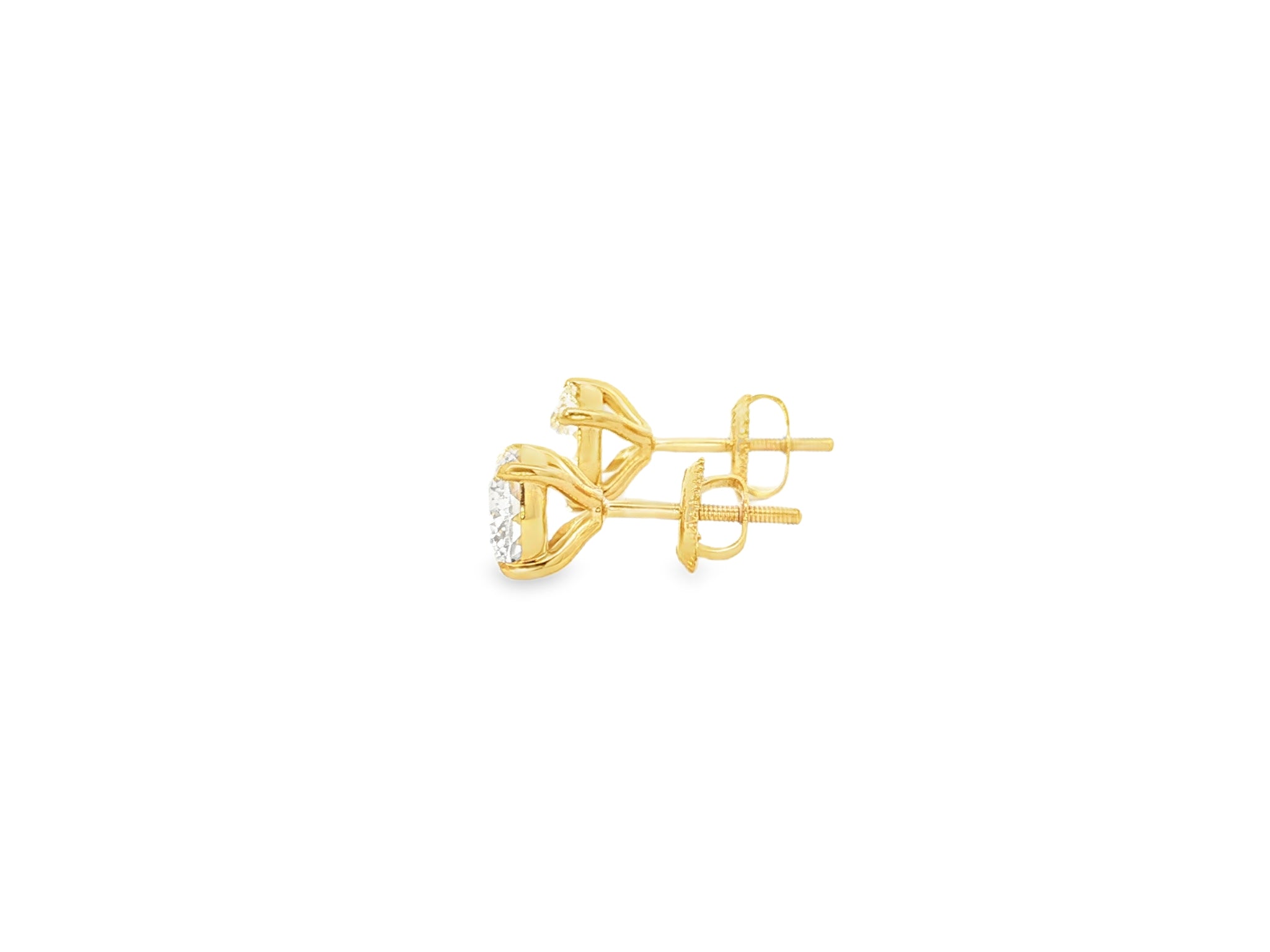 10k Stud Earrings with Portuguese-Cut Round Solitaire Design 3.12ct