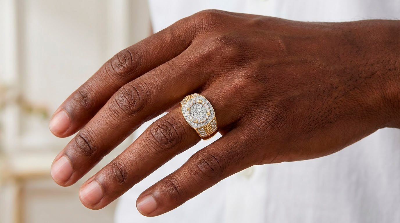 10k Gold Square Cushion Cluster Diamond Ring 1.20 ct