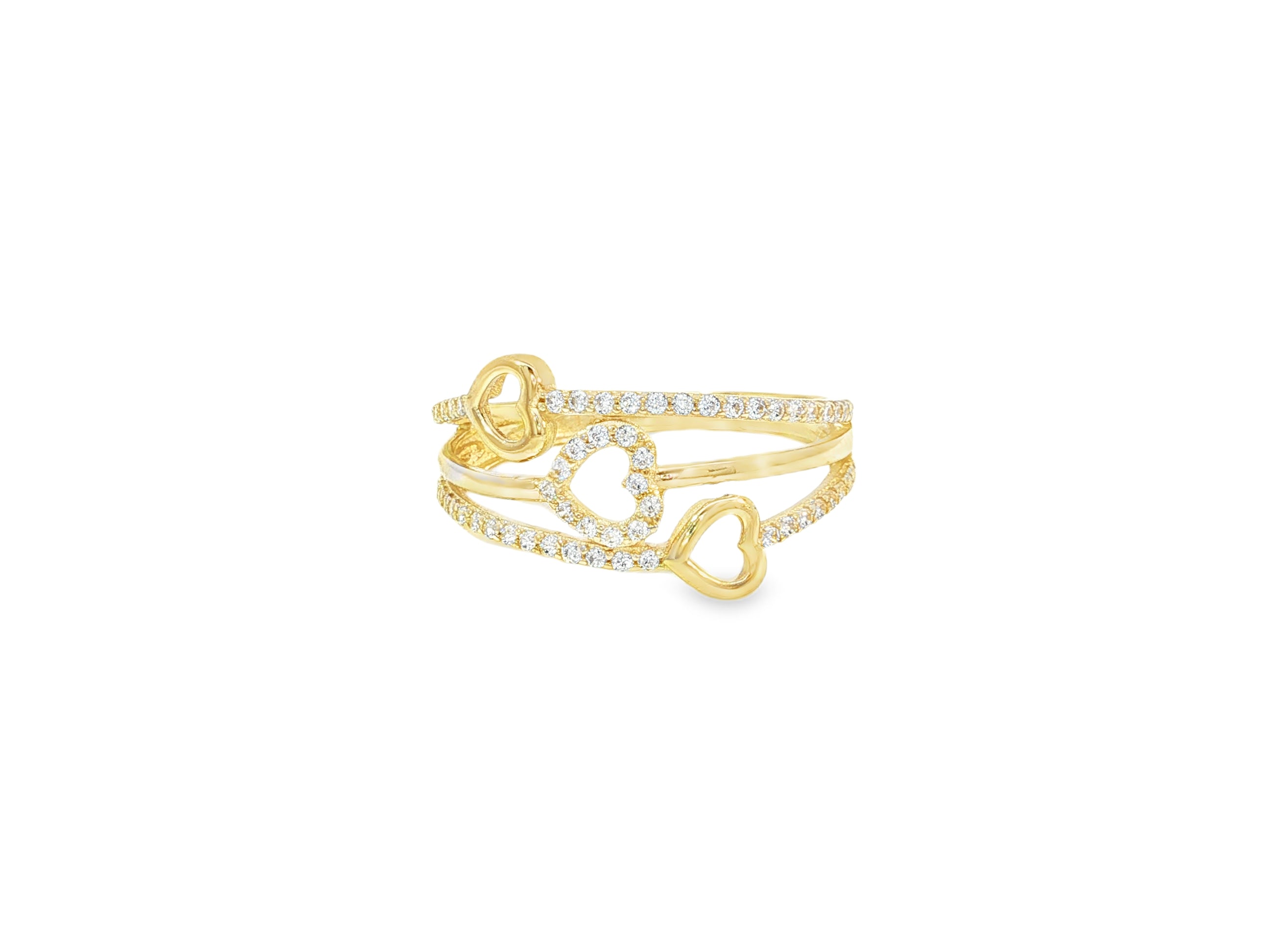10K Gold Open Heart Wrap Cubic Zirconia Ring
