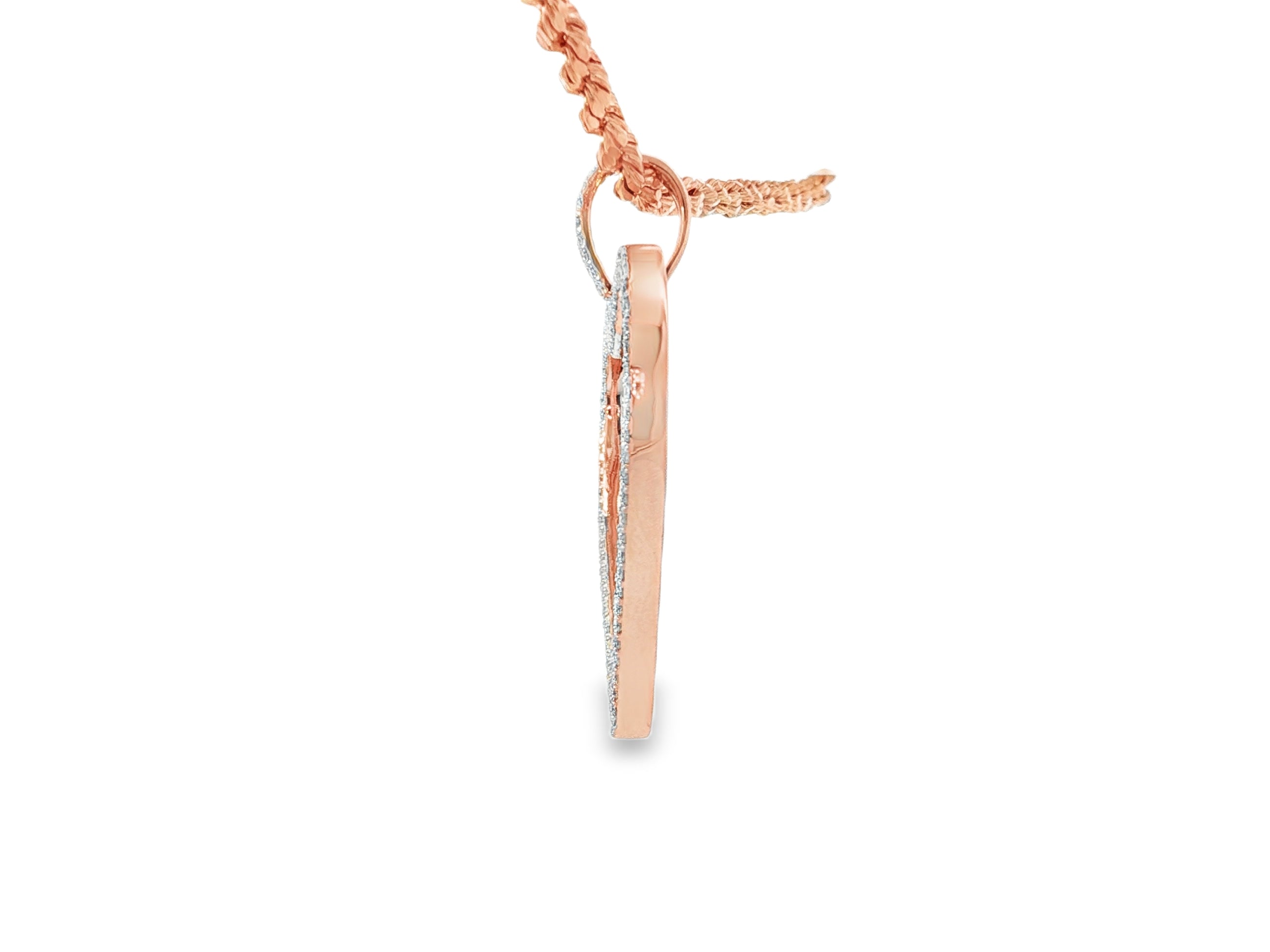 10k Heart Memory Charm Pendant with Double Halo Round-Cut 1.0 CT