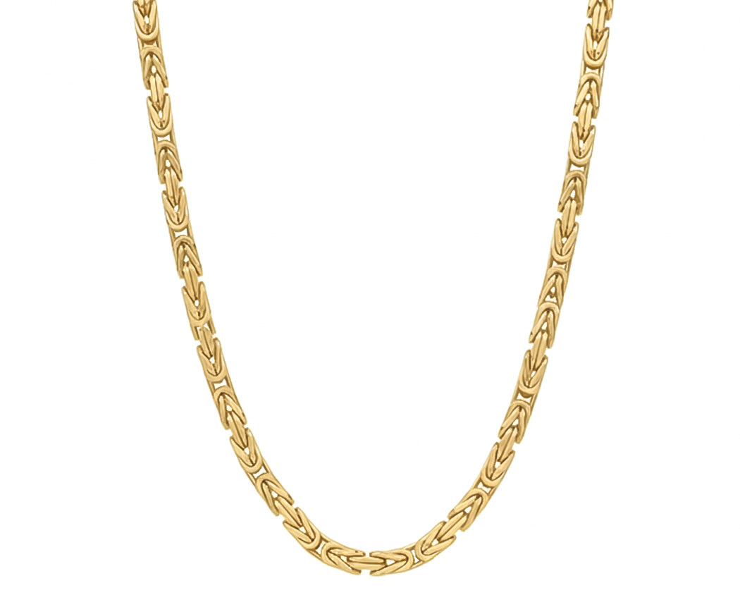 10k Hollow Square Byzantine Link Chain Necklace 3.0mm