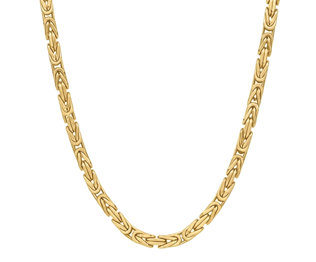 14k Solid Square Byzantine Link Chain Necklace 5.0mm