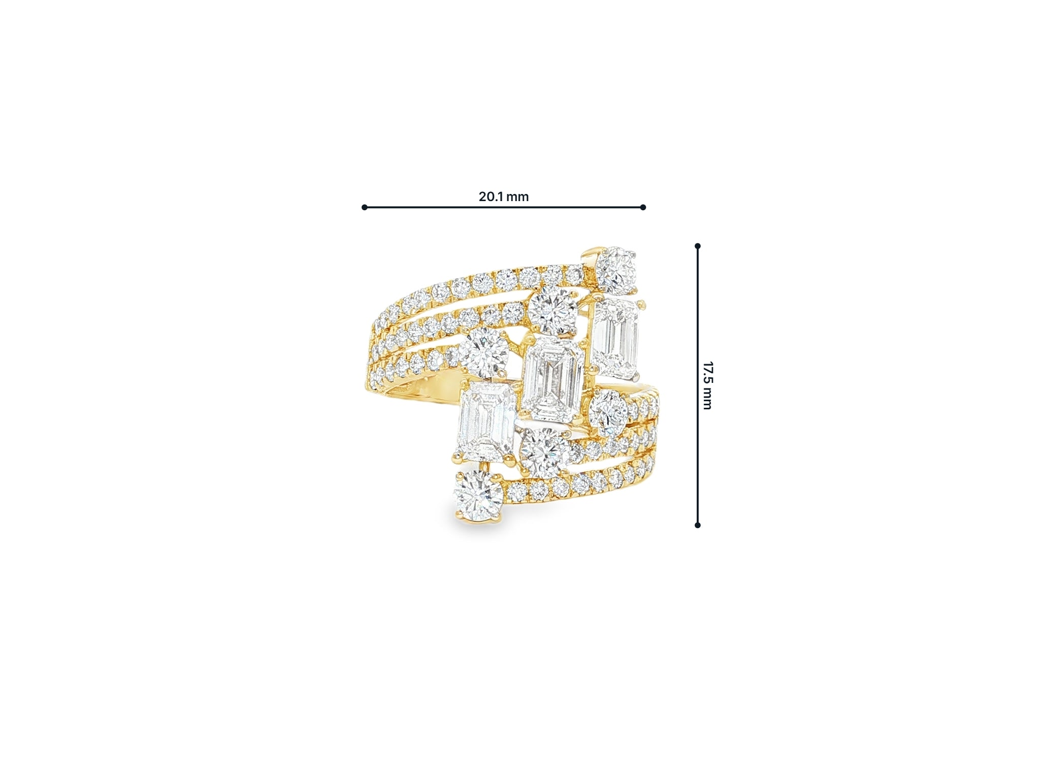 14K Gold Diamond Emerald & Round Multi Wrap Ring 2.65 CT