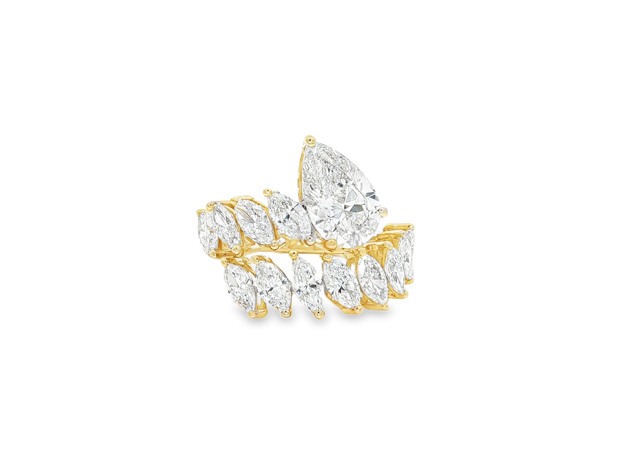 14K Gold Diamond Pear & Marquise Multi Wrap Ring 4.60 CT