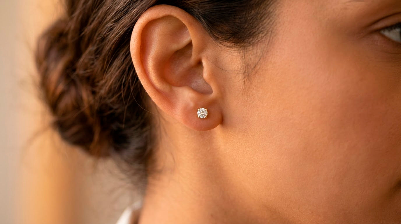 14k Classic Round Solitaire Stud Earrings with Four-Prong Setting 0.60ct