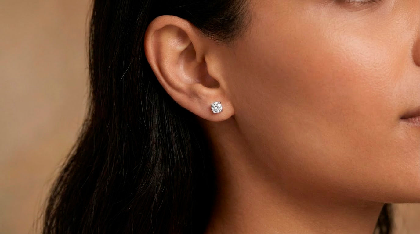 14k Gold Diamond Stud Earrings with Round Brilliant-Cut 2.0ct