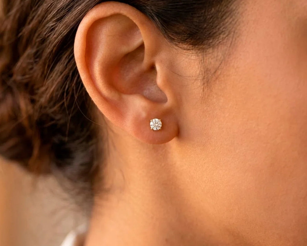 14k Classic Round Solitaire Stud Earrings with Four-Prong Setting 0.60ct – view 2